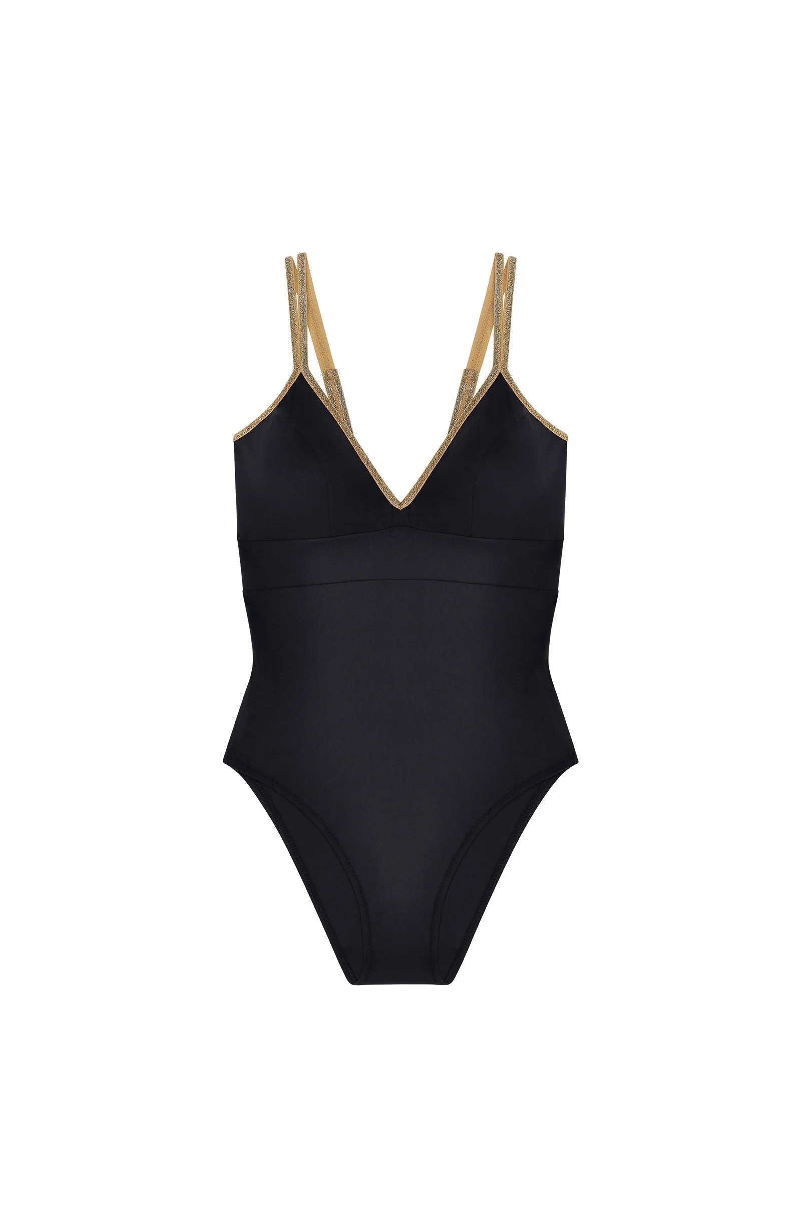 Maillot de bain une pièce brassière noir et lurex Pain de sucre