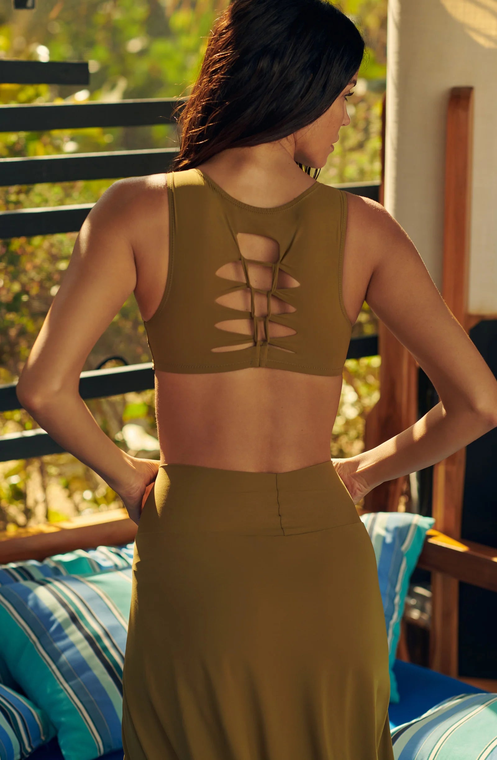 Haut de maillot crop-top noué bronze Pain de Sucre Pain de sucre