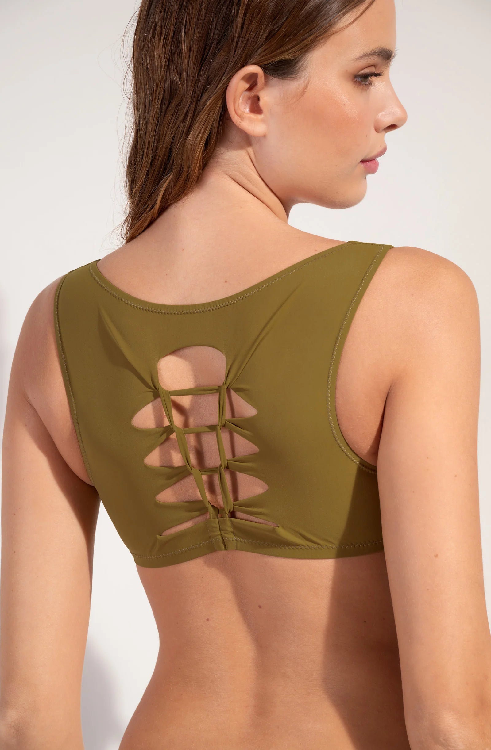Haut de maillot crop-top noué bronze Pain de Sucre Pain de sucre