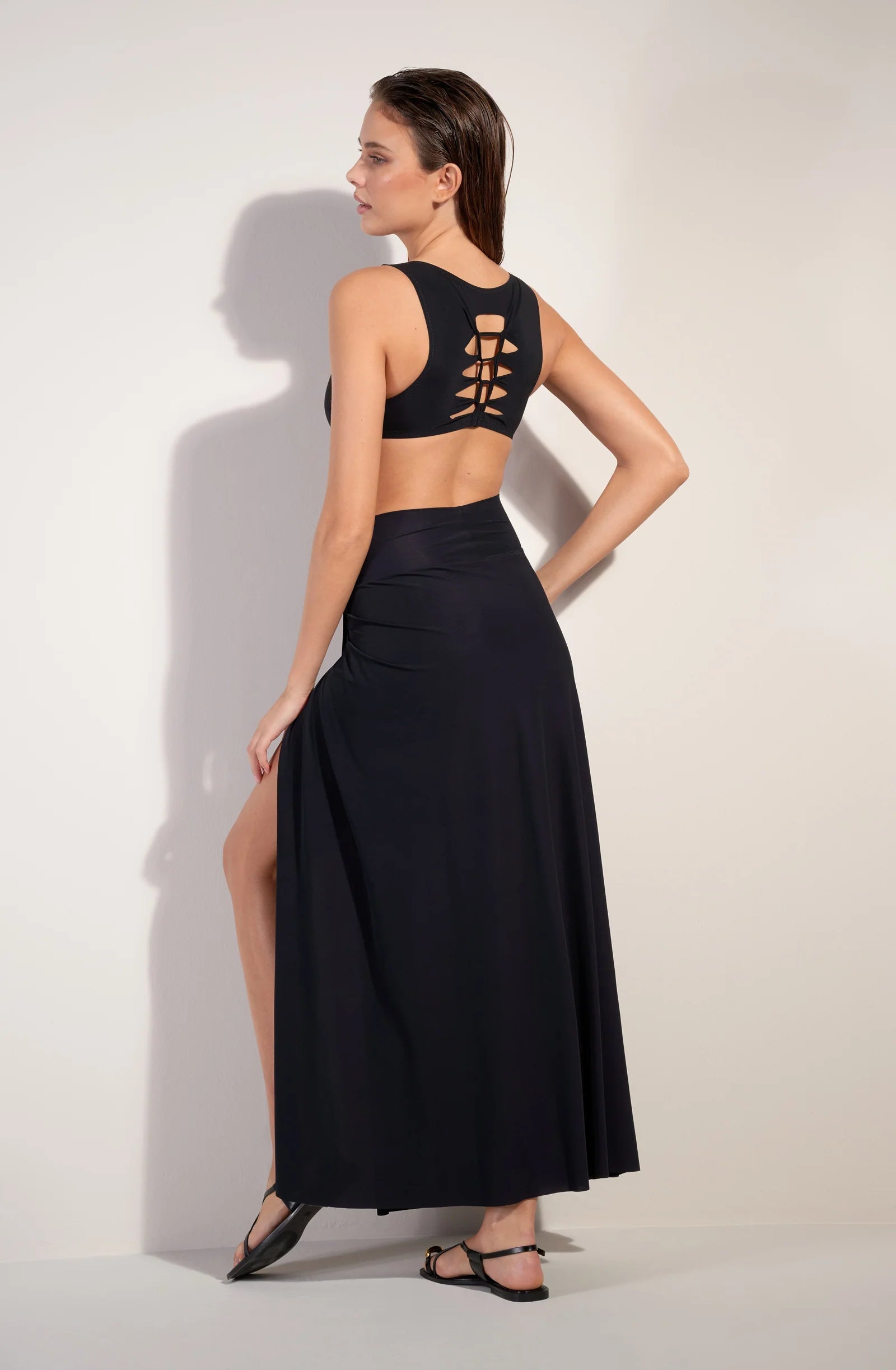 Haut de maillot crop-top noué noir Pain de Sucre Pain de sucre